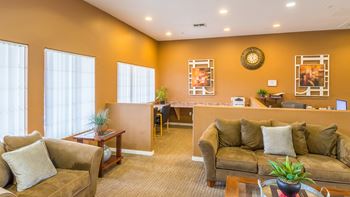 Desert Sands cozy clubhouse with three big windows. 